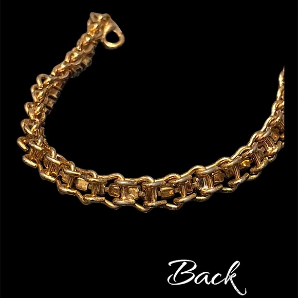 2/$30 Vintage Herringbone Link Bracelet & Gemstones 7” - Picture 3 of 12